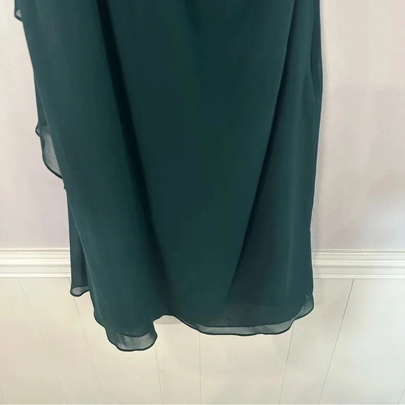 Lauren Ralph Lauren Chiffon One Shoulder Bow Forest Green Dress Sz 14 NWT - Picture 5 of 15